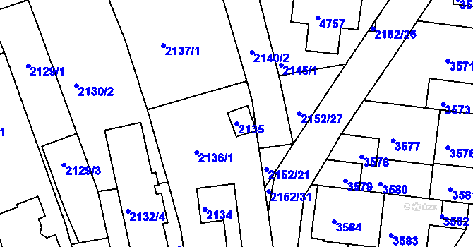 Parcela st. 2135 v KÚ Komín, Katastrální mapa