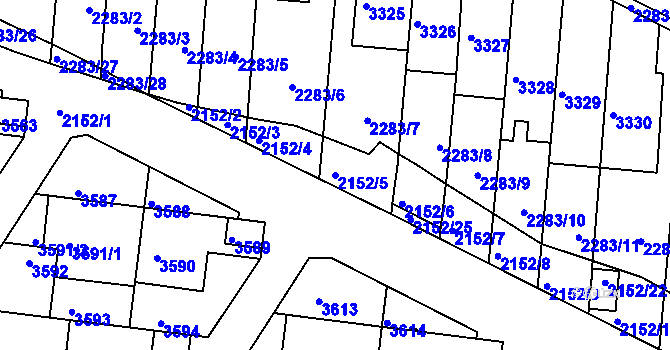 Parcela st. 2152/5 v KÚ Komín, Katastrální mapa