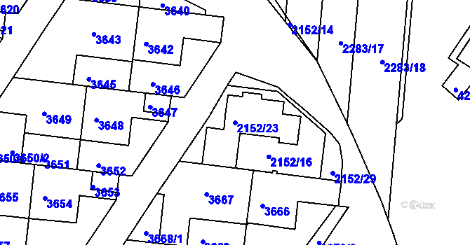Parcela st. 2152/23 v KÚ Komín, Katastrální mapa