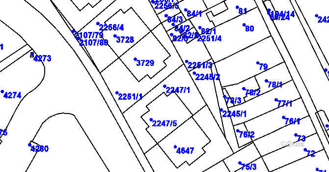Parcela st. 2247/1 v KÚ Komín, Katastrální mapa