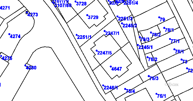 Parcela st. 2247/5 v KÚ Komín, Katastrální mapa