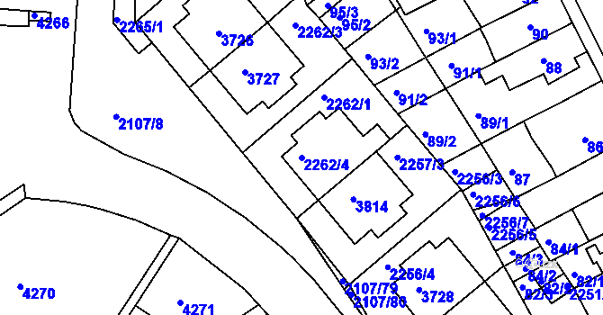 Parcela st. 2262/4 v KÚ Komín, Katastrální mapa