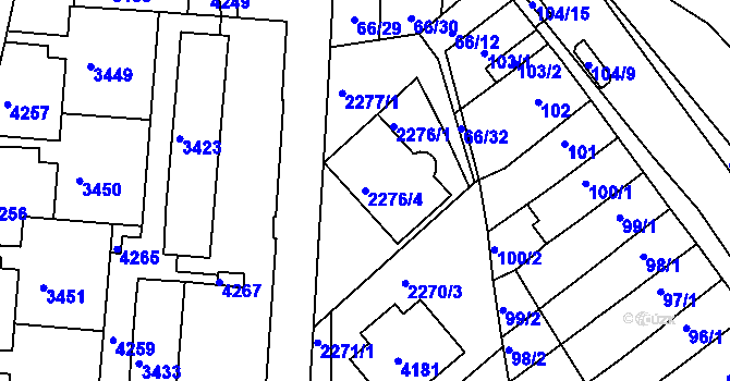 Parcela st. 2276/4 v KÚ Komín, Katastrální mapa