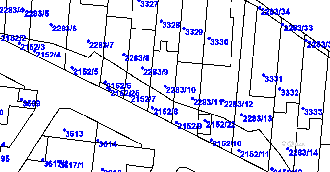 Parcela st. 2283/10 v KÚ Komín, Katastrální mapa