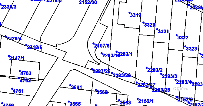 Parcela st. 2283/19 v KÚ Komín, Katastrální mapa