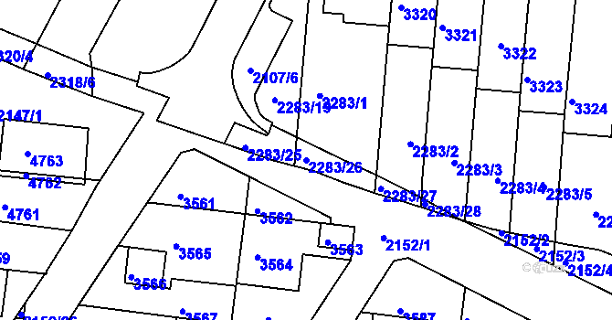 Parcela st. 2283/26 v KÚ Komín, Katastrální mapa