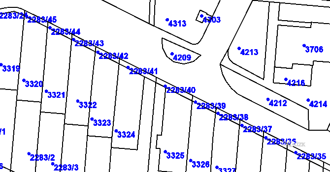 Parcela st. 2283/40 v KÚ Komín, Katastrální mapa