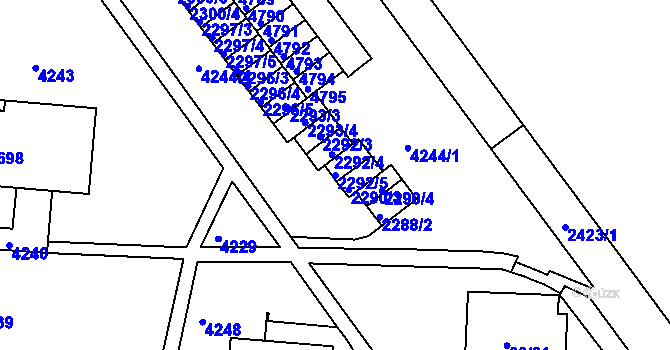 Parcela st. 2292/5 v KÚ Komín, Katastrální mapa