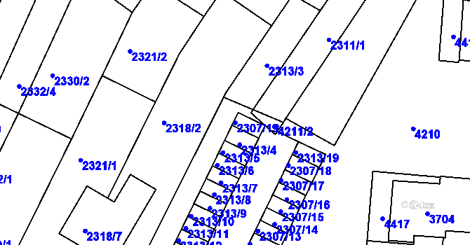 Parcela st. 2307/19 v KÚ Komín, Katastrální mapa