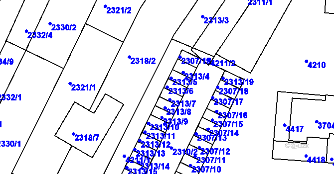 Parcela st. 2313/6 v KÚ Komín, Katastrální mapa
