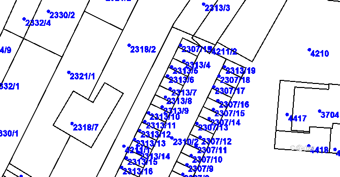 Parcela st. 2313/7 v KÚ Komín, Katastrální mapa