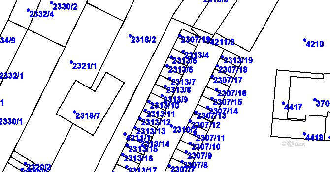 Parcela st. 2313/8 v KÚ Komín, Katastrální mapa
