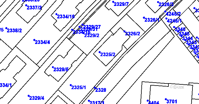 Parcela st. 2325/2 v KÚ Komín, Katastrální mapa