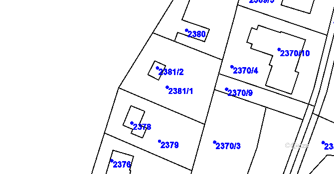 Parcela st. 2381/1 v KÚ Komín, Katastrální mapa