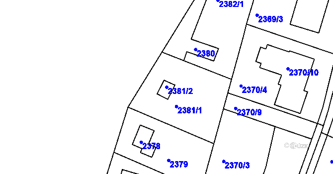Parcela st. 2381/2 v KÚ Komín, Katastrální mapa