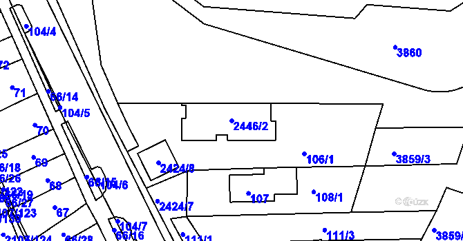 Parcela st. 2446/2 v KÚ Komín, Katastrální mapa