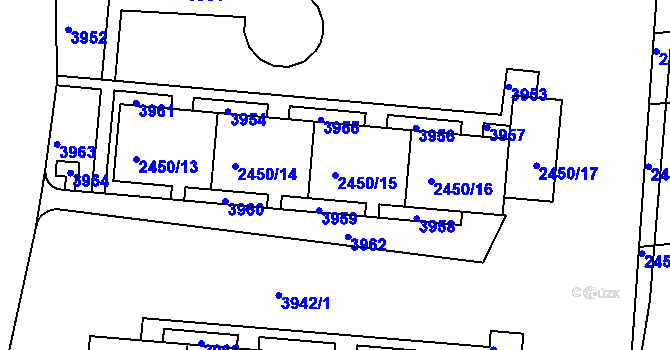 Parcela st. 2450/15 v KÚ Komín, Katastrální mapa