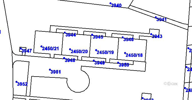 Parcela st. 2450/19 v KÚ Komín, Katastrální mapa