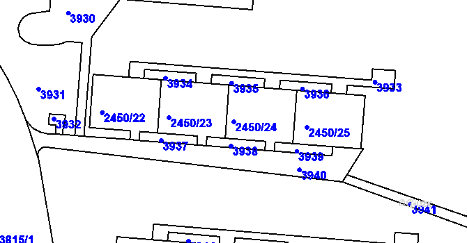 Parcela st. 2450/24 v KÚ Komín, Katastrální mapa