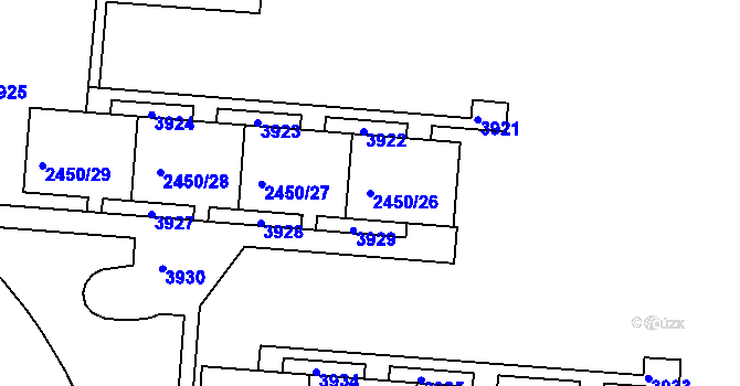 Parcela st. 2450/26 v KÚ Komín, Katastrální mapa