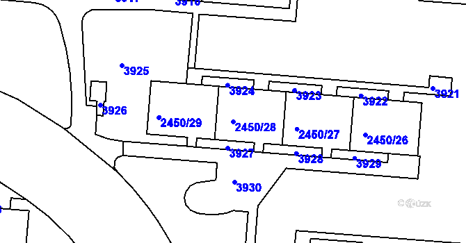 Parcela st. 2450/28 v KÚ Komín, Katastrální mapa