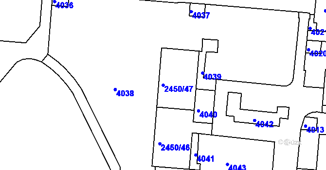 Parcela st. 2450/47 v KÚ Komín, Katastrální mapa