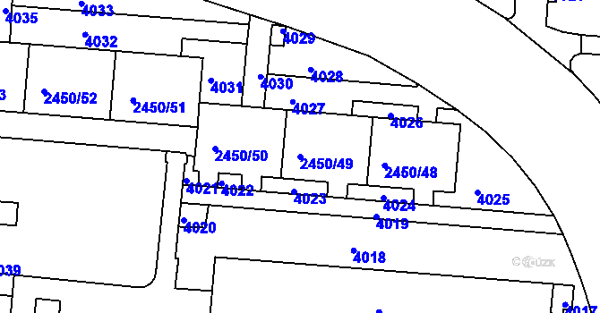 Parcela st. 2450/49 v KÚ Komín, Katastrální mapa