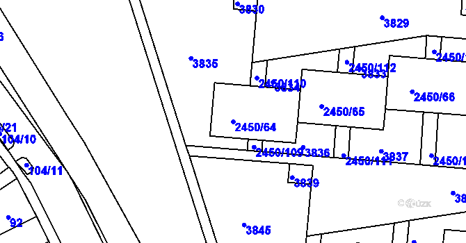 Parcela st. 2450/64 v KÚ Komín, Katastrální mapa