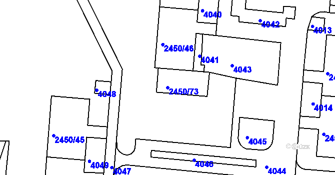 Parcela st. 2450/73 v KÚ Komín, Katastrální mapa