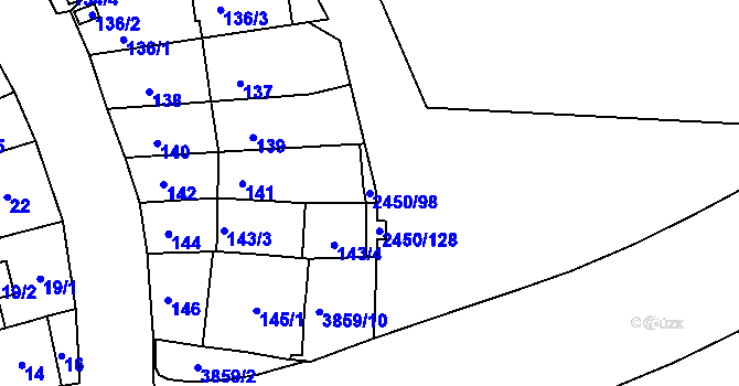 Parcela st. 2450/98 v KÚ Komín, Katastrální mapa