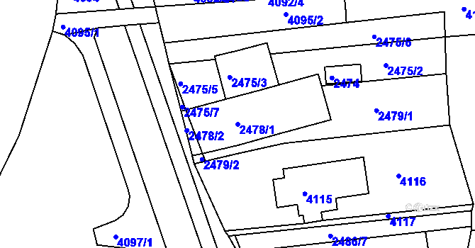 Parcela st. 2478/1 v KÚ Komín, Katastrální mapa