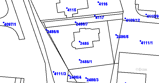Parcela st. 2485 v KÚ Komín, Katastrální mapa