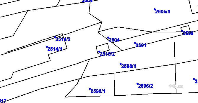 Parcela st. 2515/2 v KÚ Komín, Katastrální mapa