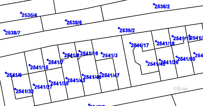 Parcela st. 2541/3 v KÚ Komín, Katastrální mapa