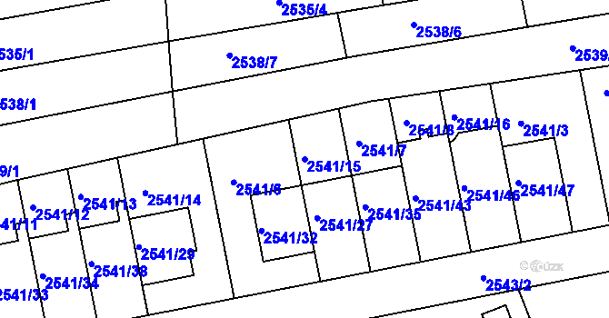 Parcela st. 2541/15 v KÚ Komín, Katastrální mapa