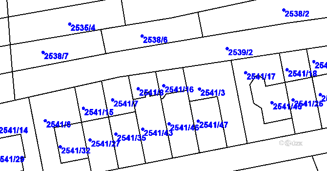 Parcela st. 2541/16 v KÚ Komín, Katastrální mapa