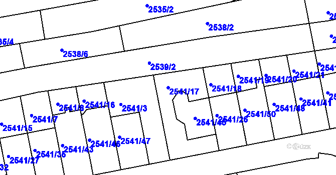 Parcela st. 2541/17 v KÚ Komín, Katastrální mapa