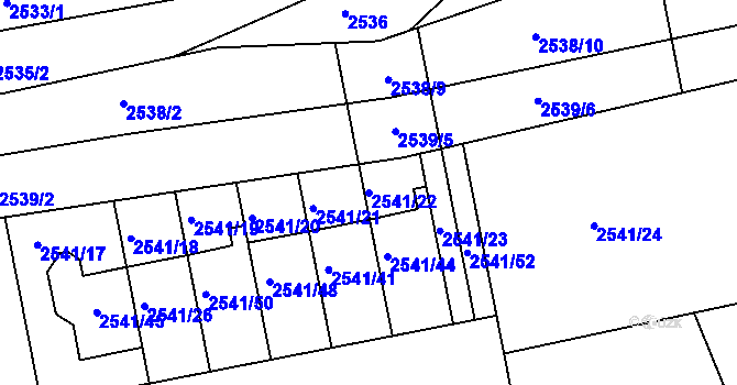 Parcela st. 2541/22 v KÚ Komín, Katastrální mapa