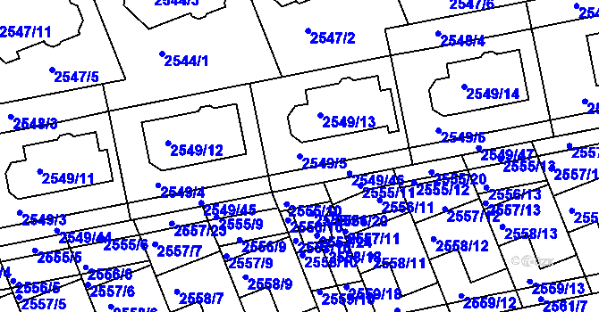 Parcela st. 2549/5 v KÚ Komín, Katastrální mapa