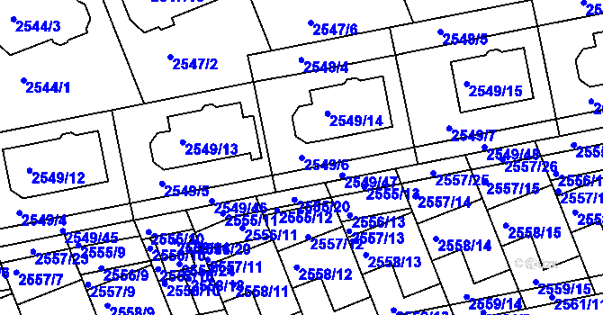 Parcela st. 2549/6 v KÚ Komín, Katastrální mapa