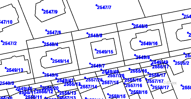 Parcela st. 2549/15 v KÚ Komín, Katastrální mapa