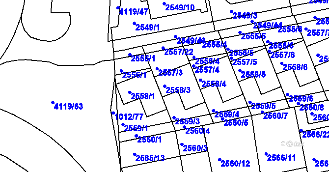 Parcela st. 2558/3 v KÚ Komín, Katastrální mapa