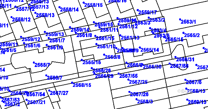 Parcela st. 2565/8 v KÚ Komín, Katastrální mapa