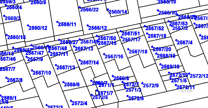 Parcela st. 2567/16 v KÚ Komín, Katastrální mapa