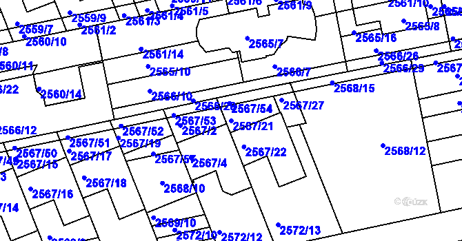 Parcela st. 2567/21 v KÚ Komín, Katastrální mapa