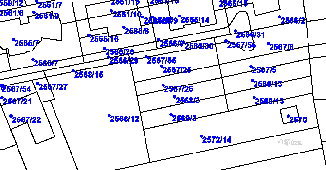 Parcela st. 2567/26 v KÚ Komín, Katastrální mapa