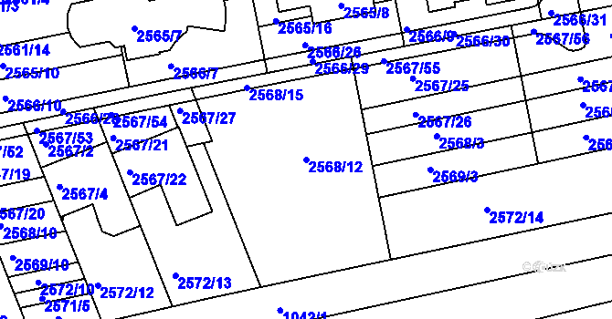 Parcela st. 2568/12 v KÚ Komín, Katastrální mapa