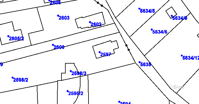 Parcela st. 2597 v KÚ Komín, Katastrální mapa