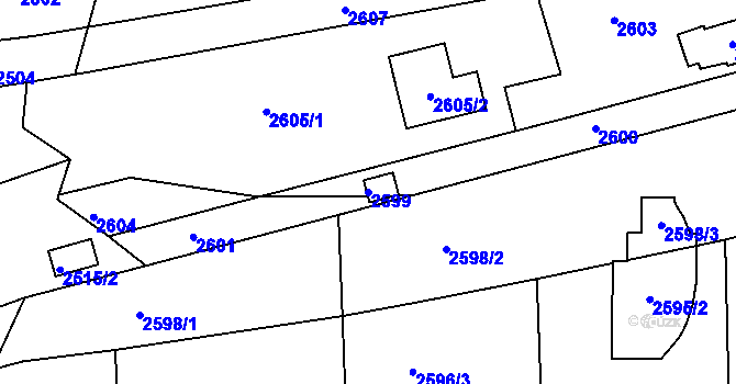 Parcela st. 2599 v KÚ Komín, Katastrální mapa