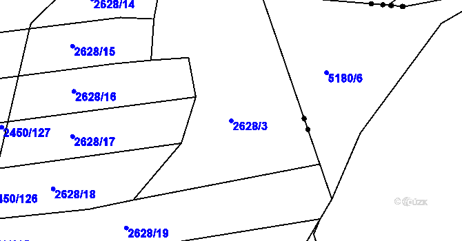 Parcela st. 2628/3 v KÚ Komín, Katastrální mapa